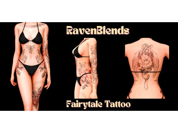 Mix RavenBlends Fairytale Tattoo by RavenBlends - The Sims 4 Custom Content