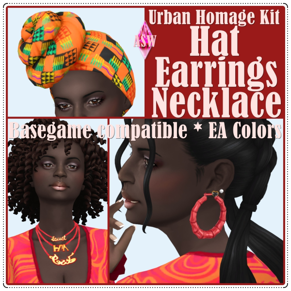 Maxis Match Urban Homage Kit Hat Earrings Necklace by simsfinds - The Sims 4 Custom Content