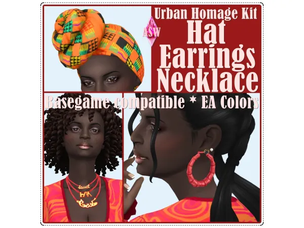 Maxis Match Urban Homage Kit Hat Earrings Necklace by AnnettsSims4Welt - The Sims 4 Custom Content