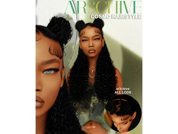 Alpha Cosmo Hairstyle by ar3chive - The Sims 4 Custom Content