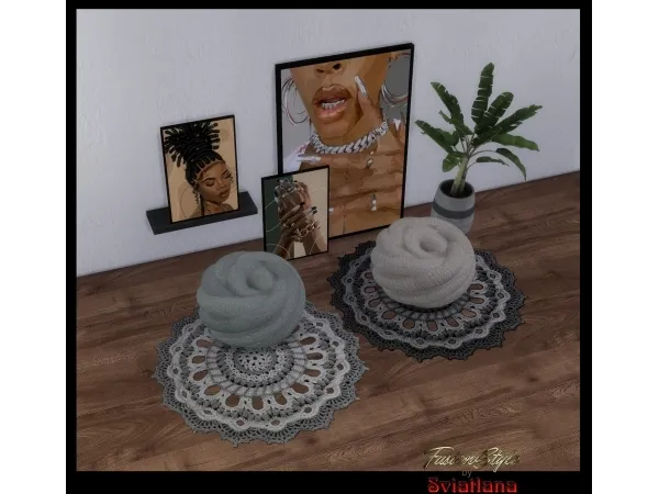 Posters floor , Кnitted rug ,Ottoman