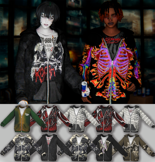 Alpha Old Oversize Hoodie for boys by simsfinds - The Sims 4 Custom Content