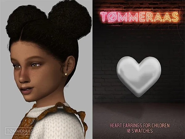 Alpha TØMMERAAS Heart Earrings for Kids (58) - The Sims 4 Custom Content
