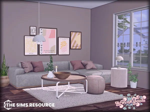 Alpha New living room set Blushy - The Sims 4 Custom Content