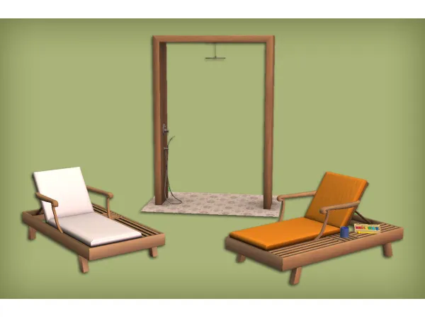 Pool Set Lounge and Shower for - The Sims 2 Custom Content