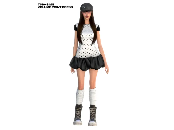 Alpha [TINA SIMS] Volume Point Dress - The Sims 4 Custom Content