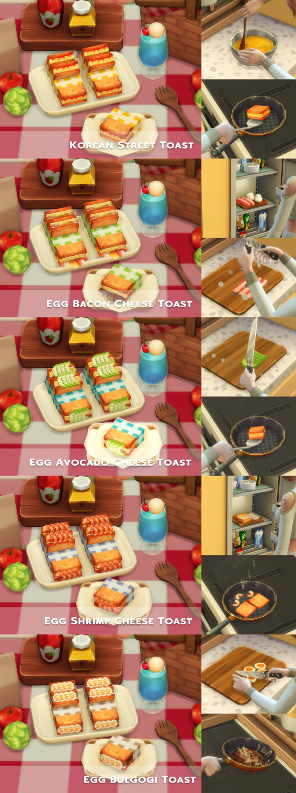 Maxis Match April 2024 Recipe_Toast 5 Set by simsfinds - The Sims 4 Custom Content