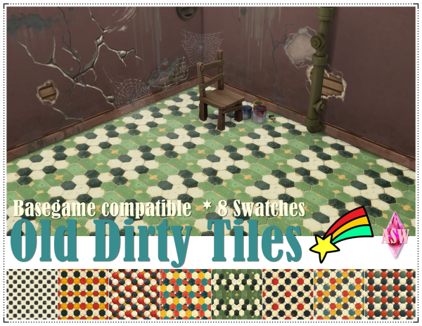 Mix Old Dirty Tiles by simsfinds - The Sims 4 Custom Content