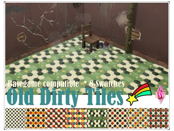 Mix Old Dirty Tiles by AnnettsSims4Welt - The Sims 4 Custom Content
