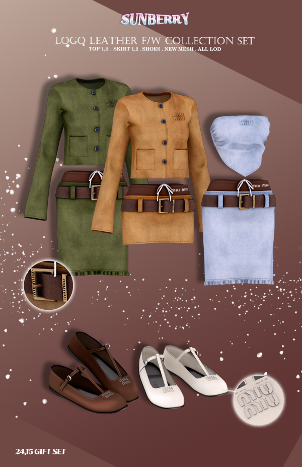 Alpha [SUNBERRY] GIFT SET_LOGO Leather FW collection by simsfinds - The Sims 4 Custom Content