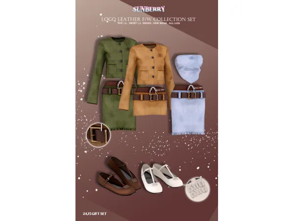 Alpha [SUNBERRY] GIFT SET_LOGO Leather FW collection - The Sims 4 Custom Content