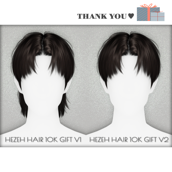Alpha [Hezeh]10K Gift Hair_V1 V2 by hezeh - The Sims 4 Custom Content