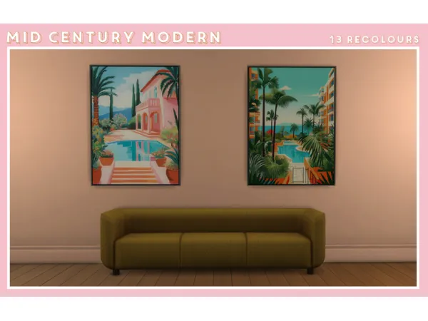 Maxis Match mid century modern painting set I - The Sims 4 Custom Content