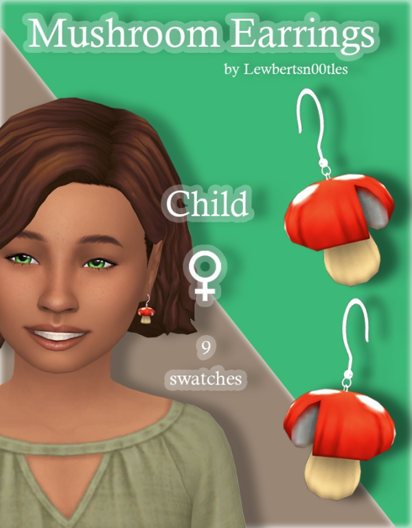 Maxis Match Mushroom Earrings [Child] by simsfinds - The Sims 4 Custom Content