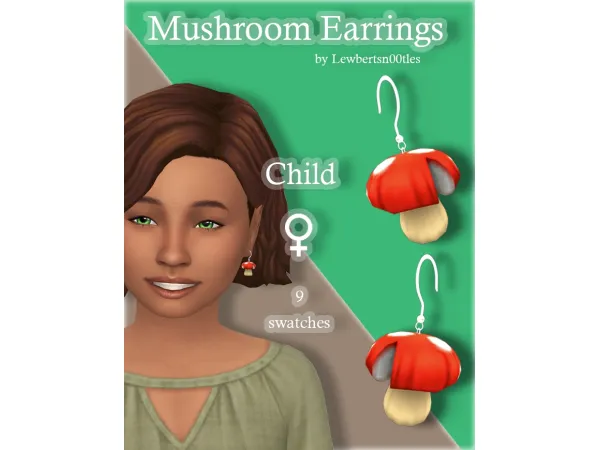 Maxis Match Mushroom Earrings [Child] by LewbertSn00tles - The Sims 4 Custom Content