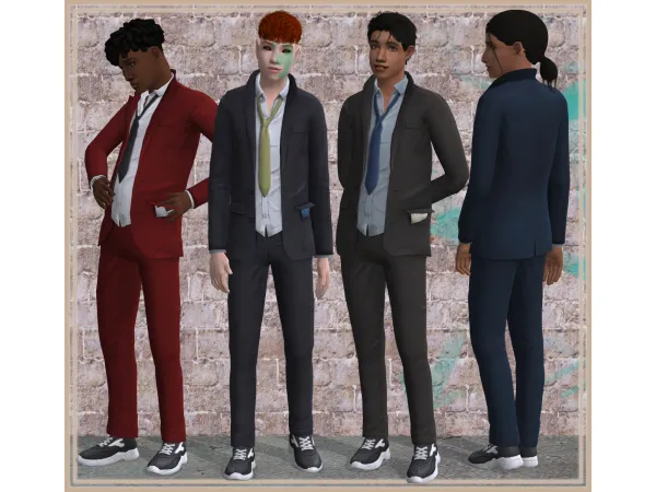 EP10 Dishevelled Suit converted to (4t2 by Julie J shoeswap with SP26 Sneakers - The Sims 2 Custom Content