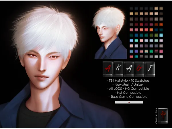 Alpha AKAGI HAIRSTYLE New mesh by simsfinds - The Sims 4 Custom Content