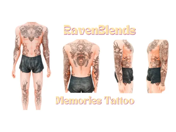 Mix Memories Tattoo by RavenBlends - The Sims 4 Custom Content