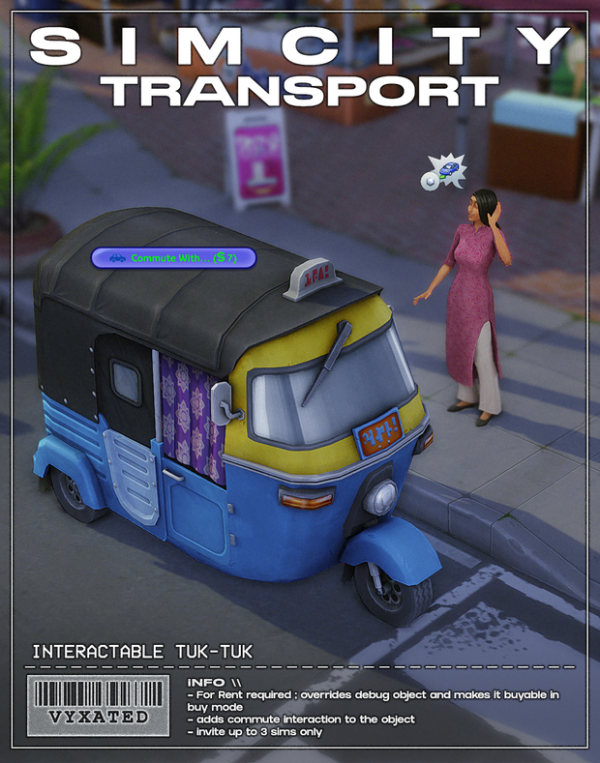 SimCity Transport Tuk Tuk by simsfinds - The Sims 3 Custom Content