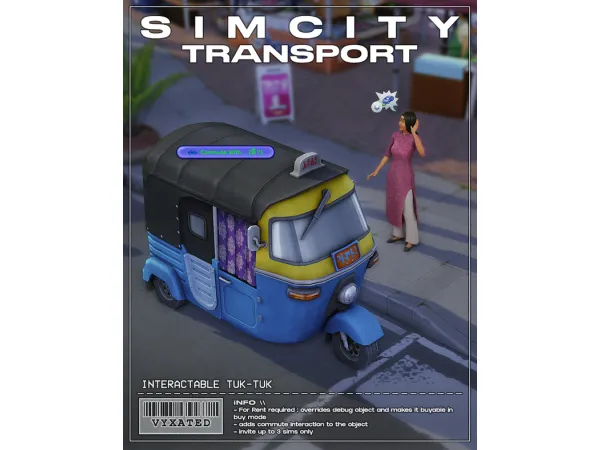 SimCity Transport Tuk Tuk - The Sims 3 Custom Content