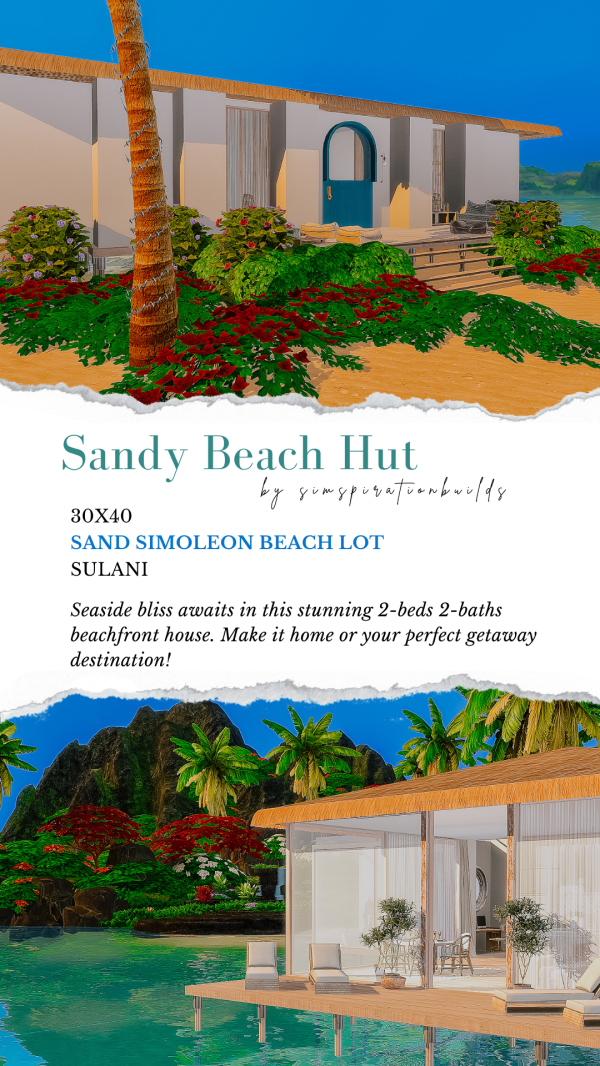 Maxis Match Sandy Beach Hut by simsfinds - The Sims 4 Custom Content
