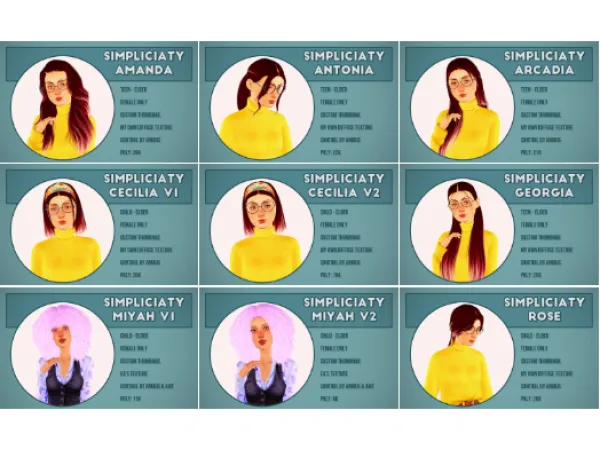 Simpliciaty hairs - The Sims 3 Custom Content
