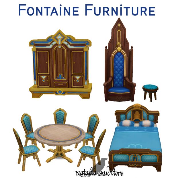 Mix Fontaine furniture by simsfinds - The Sims 4 Custom Content