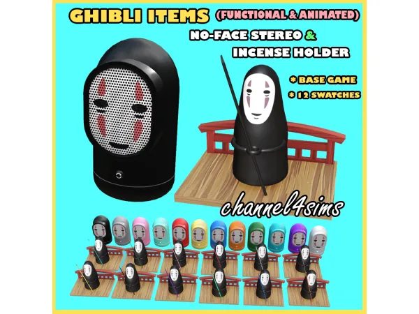 Alpha Ghibli No Face Stereo Incense Holder by channel4sims - The Sims 4 Custom Content
