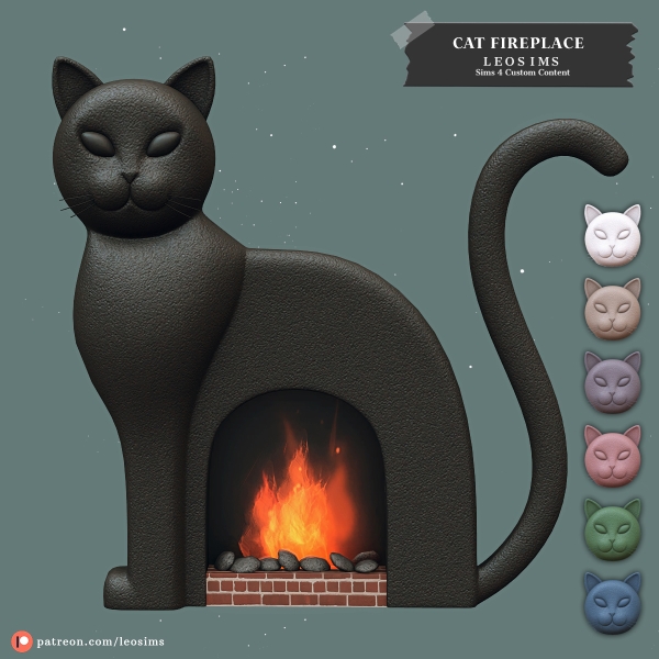 Mix Cat Fireplace by leosims4cc - The Sims 4 Custom Content