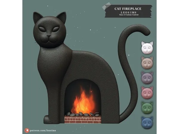 Mix Cat Fireplace - The Sims 4 Custom Content