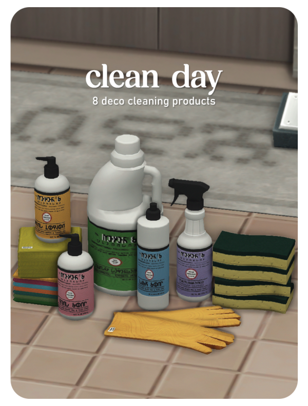 Maxis Match clean day 8 deco cleaning products by simsfinds - The Sims 4 Custom Content