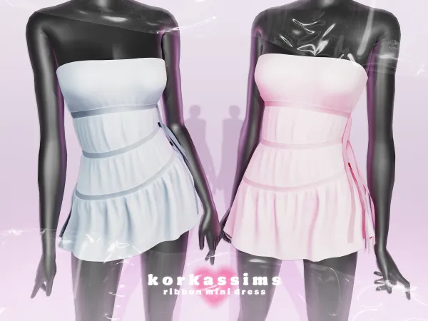 Alpha ribbon mini dress by korkassims - The Sims 4 Custom Content