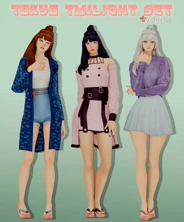 Alpha Tokyo Twilight Set (Sneak Peak) by simsfinds - The Sims 4 Custom Content