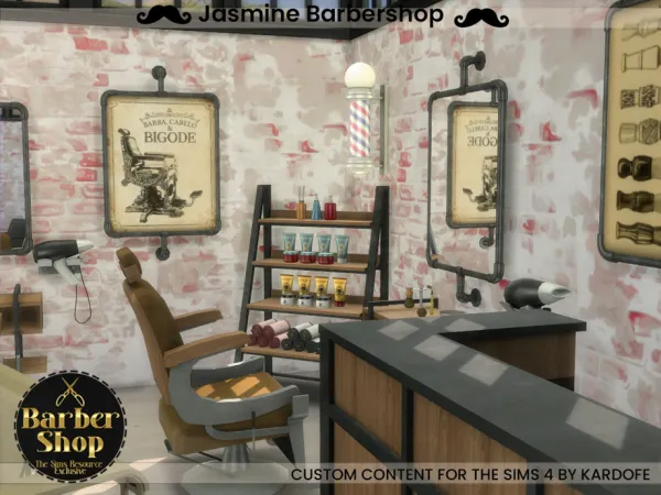 Alpha Jasmine Barbershop - The Sims 4 Custom Content