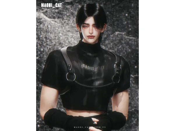 Alpha [Maoni_cat]Suspenders Crop top - The Sims 4 Custom Content