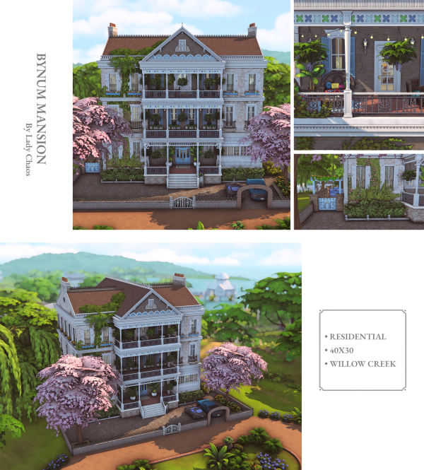 Maxis Match Bynum Mansion by simsfinds - The Sims 4 Custom Content