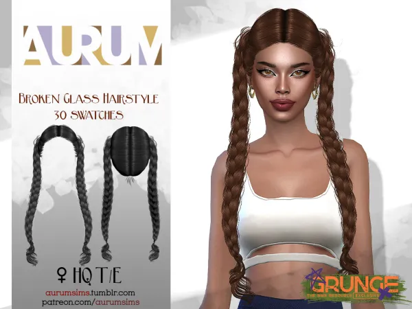 Alpha FEMALE LONG BRAID HAIRSTYLE FOR by AURUM - The Sims 4 Custom Content