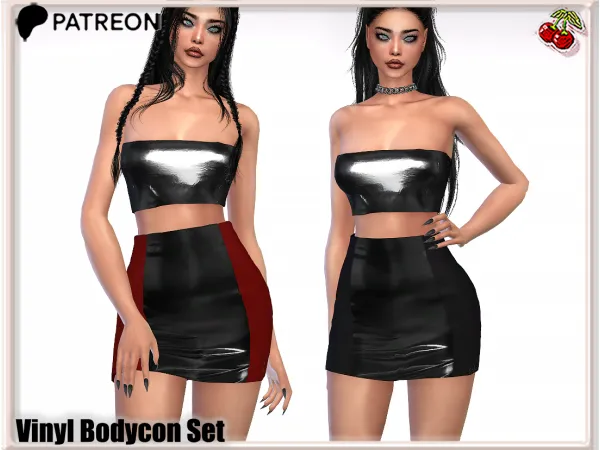 Alpha Vinyl Bodycon Set by harmoniasims4 - The Sims 4 Custom Content