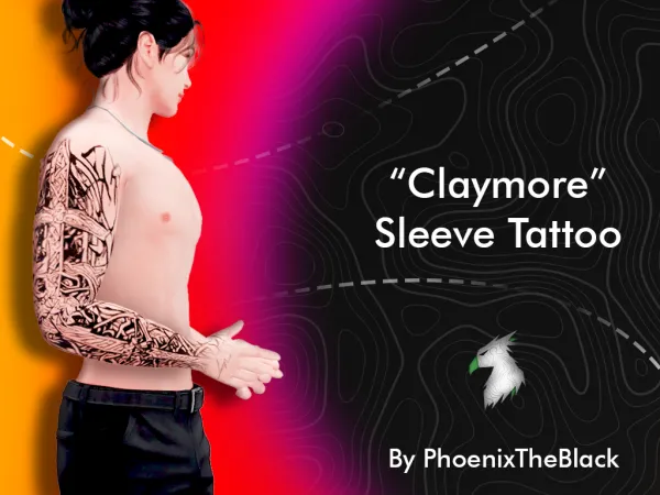 Mix Claymore Sleeve Tattoo by PhoenixTheBlack - The Sims 4 Custom Content