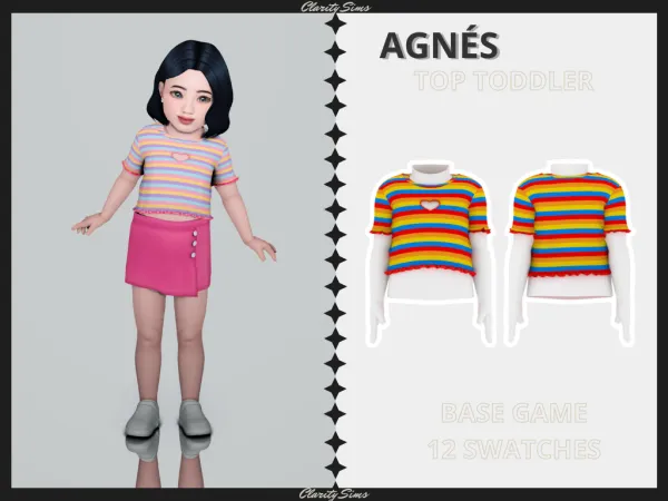 Alpha Agnés Top Toddler by clarity-sims - The Sims 4 Custom Content