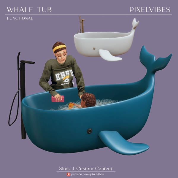 Maxis Match Whale Tub by pixelvibes - The Sims 4 Custom Content
