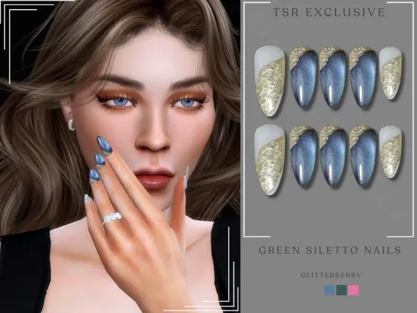 Blue Gold Nails