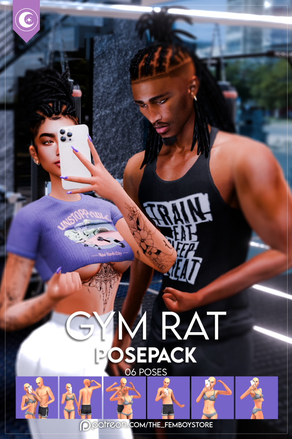 Mix [FEMBOY] Gym Rat Posepack by simsfinds - The Sims 4 Custom Content