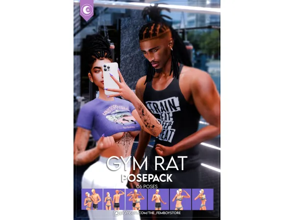 Mix [FEMBOY] Gym Rat Posepack by the_FemboyStore - The Sims 4 Custom Content