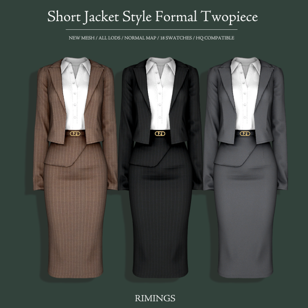 Alpha [RIMINGS] Short Jacket Style Formal Twopiece by simsfinds - The Sims 4 Custom Content