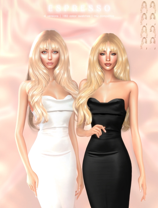 Alpha Espresso Hairstyle by greenteahoney - The Sims 4 Custom Content