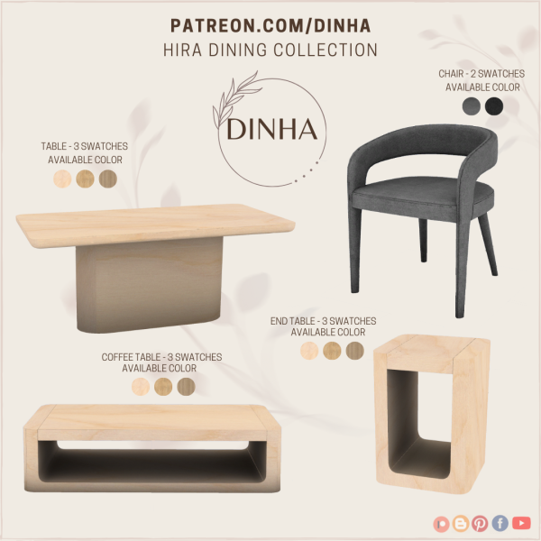 Mix Hira Dining Collection by dinhagamer - The Sims 4 Custom Content