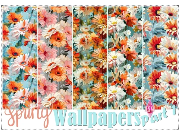 Maxis Match Spring Wallpapers Part 1 Part 2 by AnnettsSims4Welt - The Sims 4 Custom Content