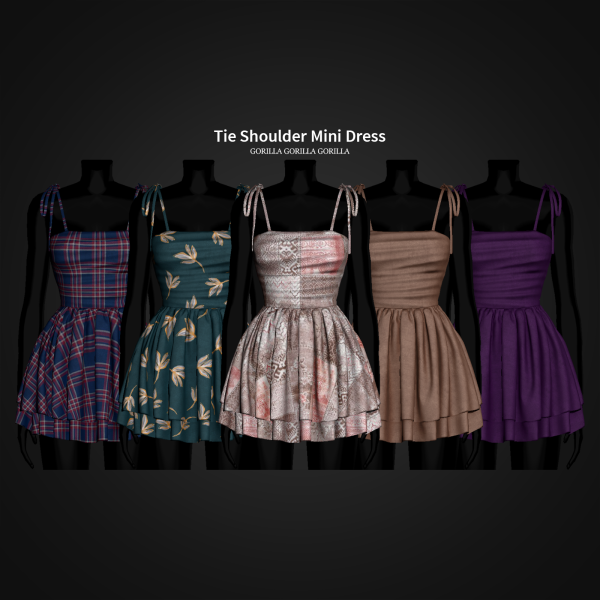 Alpha Tie Shoulder Mini Dress by simsfinds - The Sims 4 Custom Content