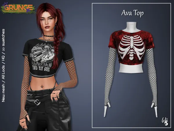 Alpha Grunge Collection Ava Set - The Sims 4 Custom Content